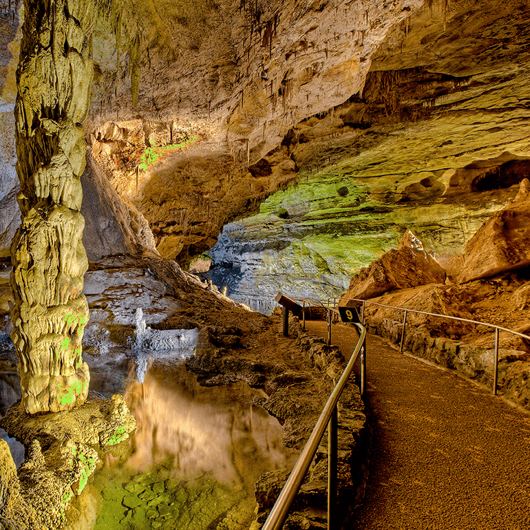 View from the walking path inside Carlsbad Caverns.