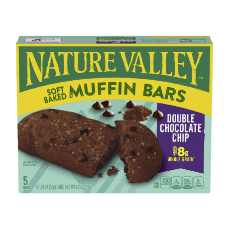 Nature Valley Double Chocolate Chip Muffin Bar, front of 5 bar box.