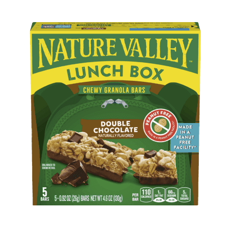 Nature Valley Double Chocolate Chip Lunchbox, front of 5 bar box.