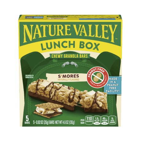 Nature Valley S'mores Lunchbox, front of 5 bar box.