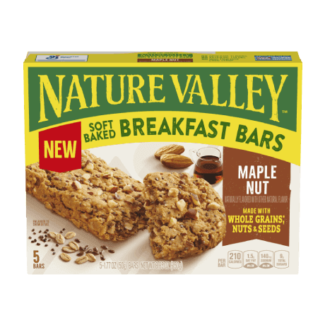 Nature Valley Maple Nut Soft Baked Breakfast Bar, front of 5 bar box.